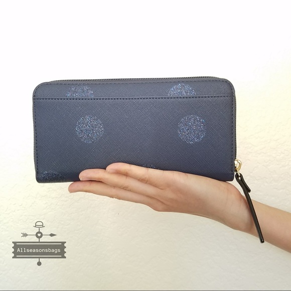 NWT Kate spade NEDA Wallet French dot blue polka - Picture 4 of 7